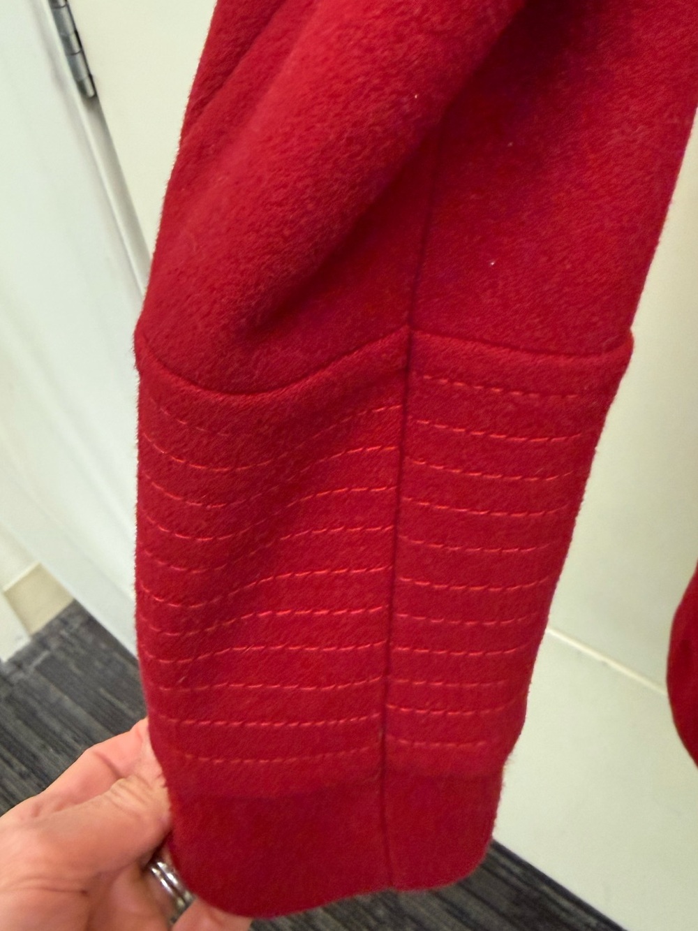 Laundry by Design Red Double-Breasted Pea Coat with Black Velvet Buttons - Picture 11 of 12